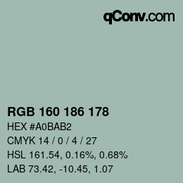 Color code: RGB 160 186 178 | qconv.com