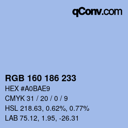 Color code: RGB 160 186 233 | qconv.com