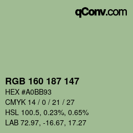 颜色代码: RGB 160 187 147 | qconv.com