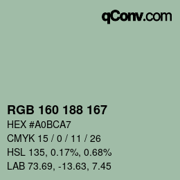 カラーコード: RGB 160 188 167 | qconv.com