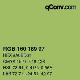 カラーコード: RGB 160 189 97 | qconv.com