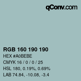 Color code: RGB 160 190 190 | qconv.com