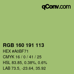 Código de color: RGB 160 191 113 | qconv.com