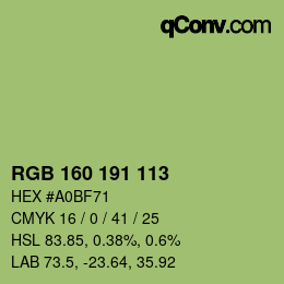 颜色代码: RGB 160 191 113 | qconv.com