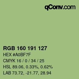 Color code: RGB 160 191 127 | qconv.com