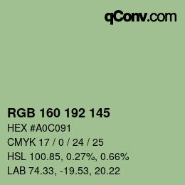颜色代码: RGB 160 192 145 | qconv.com