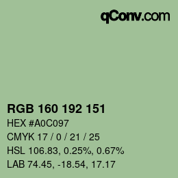 Color code: RGB 160 192 151 | qconv.com
