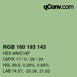 Código de color: RGB 160 193 143 | qconv.com