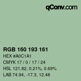 Code couleur: RGB 160 193 161 | qconv.com
