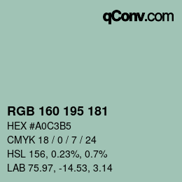 Farbcode: RGB 160 195 181 | qconv.com