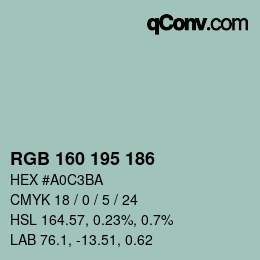 Farbcode: RGB 160 195 186 | qconv.com