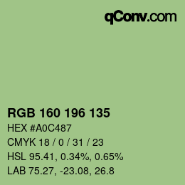 颜色代码: RGB 160 196 135 | qconv.com
