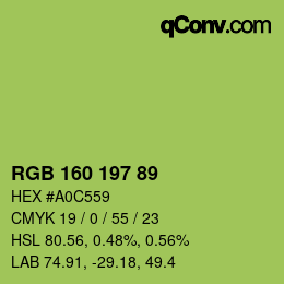 Color code: RGB 160 197 89 | qconv.com