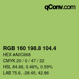 カラーコード: RGB 160 198.8 104.4 | qconv.com