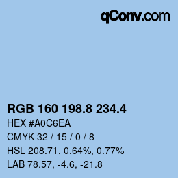 カラーコード: RGB 160 198.8 234.4 | qconv.com