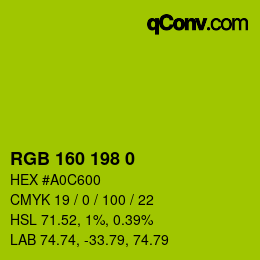 Color code: RGB 160 198 0 | qconv.com