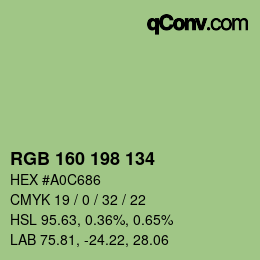 Color code: RGB 160 198 134 | qconv.com