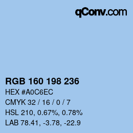 Color code: RGB 160 198 236 | qconv.com