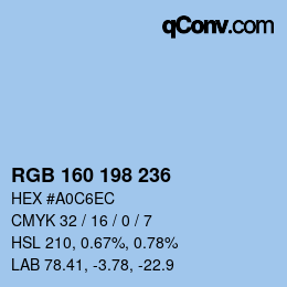 カラーコード: RGB 160 198 236 | qconv.com