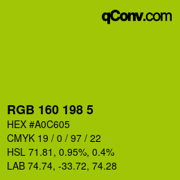 Color code: RGB 160 198 5 | qconv.com