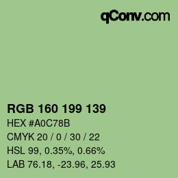 Color code: RGB 160 199 139 | qconv.com