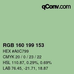 Color code: RGB 160 199 153 | qconv.com
