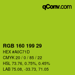 Color code: RGB 160 199 29 | qconv.com