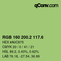 カラーコード: RGB 160 200.2 117.6 | qconv.com
