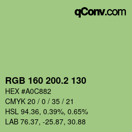 カラーコード: RGB 160 200.2 130 | qconv.com