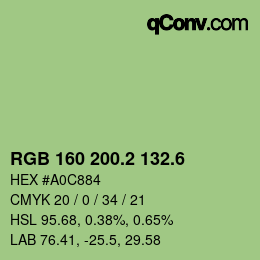 カラーコード: RGB 160 200.2 132.6 | qconv.com