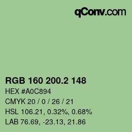 カラーコード: RGB 160 200.2 148 | qconv.com