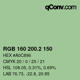 カラーコード: RGB 160 200.2 150 | qconv.com