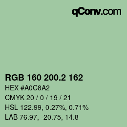 カラーコード: RGB 160 200.2 162 | qconv.com