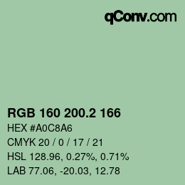 カラーコード: RGB 160 200.2 166 | qconv.com