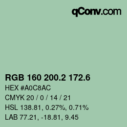 カラーコード: RGB 160 200.2 172.6 | qconv.com