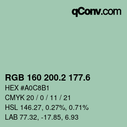 カラーコード: RGB 160 200.2 177.6 | qconv.com