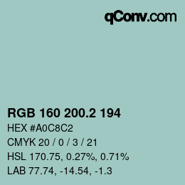 カラーコード: RGB 160 200.2 194 | qconv.com