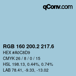 カラーコード: RGB 160 200.2 217.6 | qconv.com