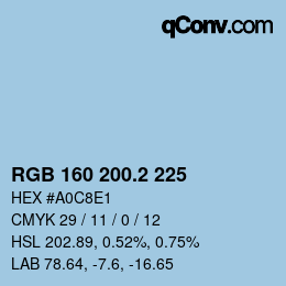 カラーコード: RGB 160 200.2 225 | qconv.com