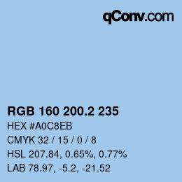 カラーコード: RGB 160 200.2 235 | qconv.com