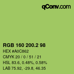 カラーコード: RGB 160 200.2 98 | qconv.com