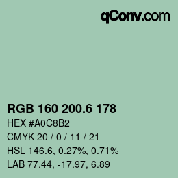 カラーコード: RGB 160 200.6 178 | qconv.com