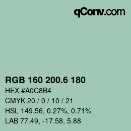 カラーコード: RGB 160 200.6 180 | qconv.com