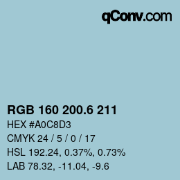 カラーコード: RGB 160 200.6 211 | qconv.com