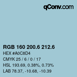 カラーコード: RGB 160 200.6 212.6 | qconv.com