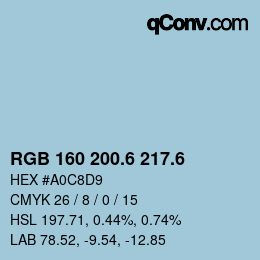 カラーコード: RGB 160 200.6 217.6 | qconv.com