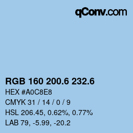 カラーコード: RGB 160 200.6 232.6 | qconv.com