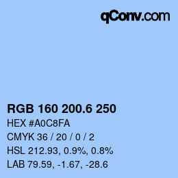 カラーコード: RGB 160 200.6 250 | qconv.com