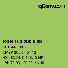 カラーコード: RGB 160 200.6 98 | qconv.com