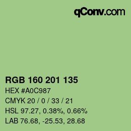 Color code: RGB 160 201 135 | qconv.com